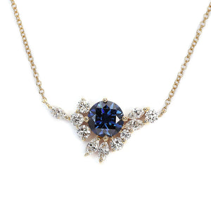 Ready Made | 1 Carat Delilah Blue Grey Moissanite Necklace with Lab Grown Diamonds in 18K Yellow Gold - LeCaine Gems