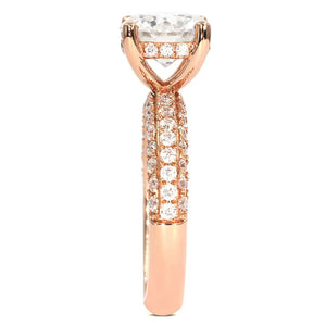 Ready Made | 1 Carat LeCaine Ring Crushed Moissanite Diamonds Crown Setting 18K Rose Gold - LeCaine Gems