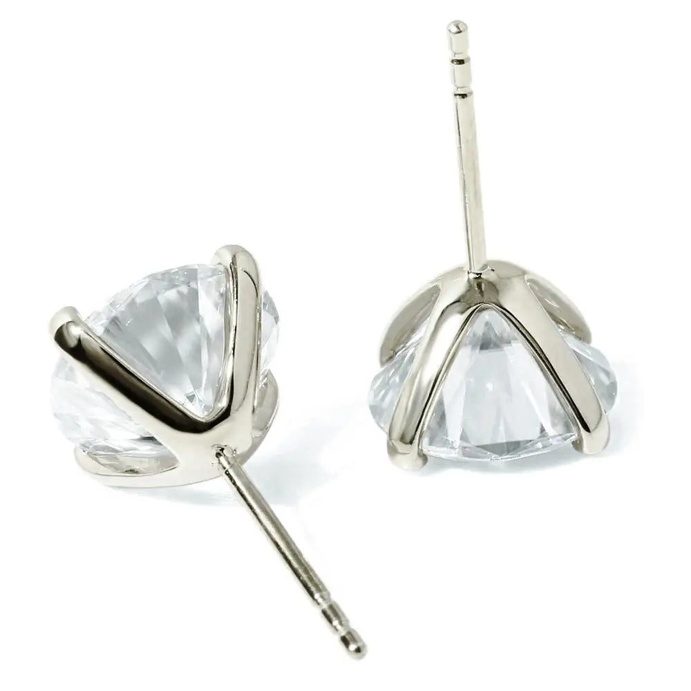 Ready Made | 1 Carat Moissanite Solitaire 18K White Gold Stud Earrings - LeCaine Gems