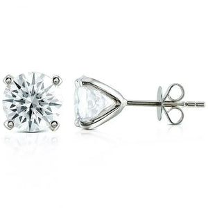 Ready Made | 1 Carat Moissanite Solitaire 18K White Gold Stud Earrings - LeCaine Gems