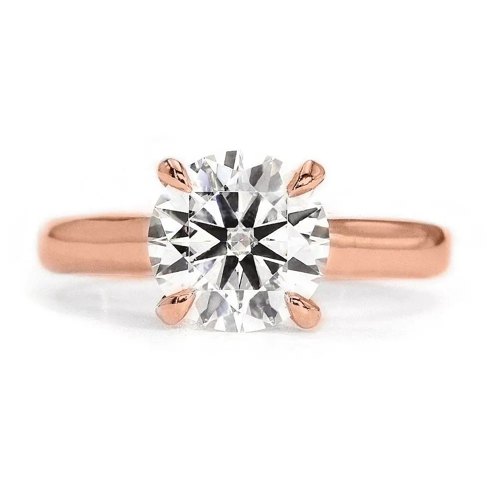 Ready Made | 1 Carat Monique Round Moissanite Solitaire Ring in 18K Rose Gold - LeCaine Gems