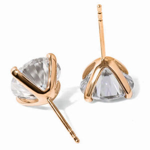 Ready Made | 1 Carat Round Moissanite Earrings in 18K Rose Gold - LeCaine Gems