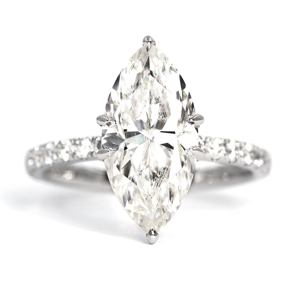 Ready Made | 2.5 Carat Maisie Marquise Moissanite Ring in Platinum - LeCaine Gems