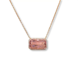 Ready Made | 4.18 Ct. Natural Pink Tourmaline Necklace in 18K Rose Gold | LeCaine Gems