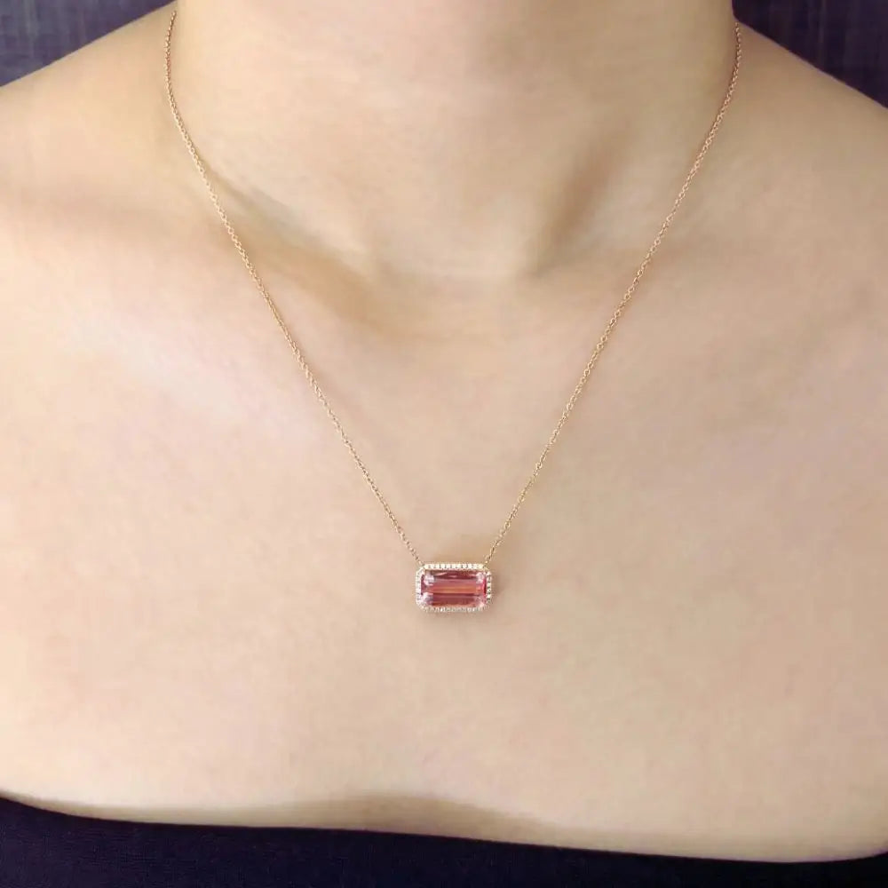 Ready Made | 4.18 Ct. Natural Pink Tourmaline Necklace in 18K Rose Gold | LeCaine Gems