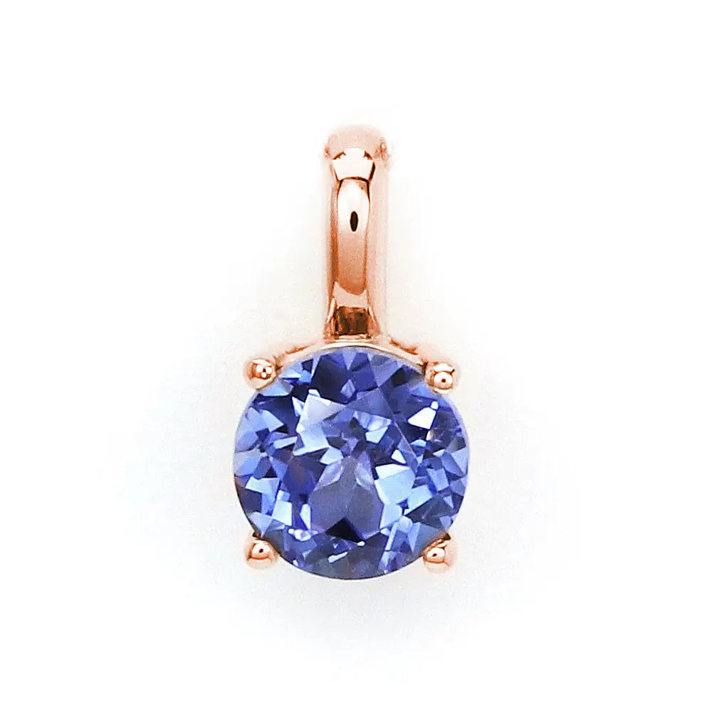 Ready Made | Betty Round Blue Lab Grown Sapphire Pendant in 18K Rose Gold - LeCaine Gems