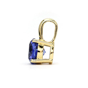 Ready Made | Betty Round Blue Lab Grown Sapphire Pendant in 18K Yellow Gold - LeCaine Gems