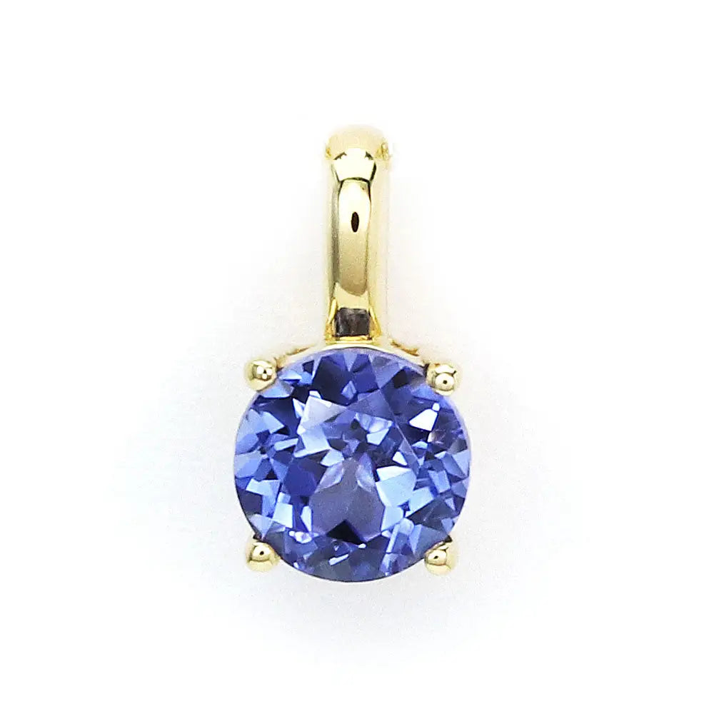 Ready Made | Betty Round Blue Lab Grown Sapphire Pendant in 18K Yellow Gold - LeCaine Gems