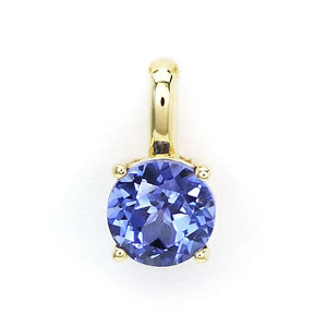 Ready Made | Betty Round Blue Lab Grown Sapphire Pendant in 18K Yellow Gold - LeCaine Gems