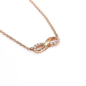 Ready Made | Britanny Kylie Infinity Shaped Lab Grown Diamond Necklace in 18K Rose Gold - LeCaine Gems