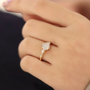 Ready Made | Charlize 1 Carat Trilogy Engagement Ring Moissanite 18K Yellow Gold - LeCaine Gems