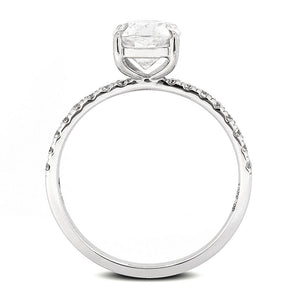 Ready Made | Cumba 1 Carat Cushion Moissanite with Pave Band Ring in 18K White Gold - LeCaine Gems