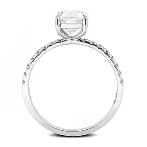 Ready Made | Cumba 1 Carat Cushion Moissanite with Pave Band Ring in 18K White Gold - LeCaine Gems