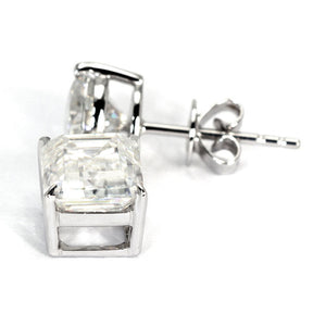Ready Made | Dakota Emerald & Heart Moissanite Dangling Earrings in 18K White Gold - LeCaine Gems