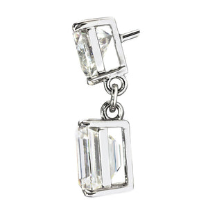 Ready Made | Dakota Emerald & Heart Moissanite Dangling Earrings in 18K White Gold - LeCaine Gems