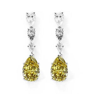 Ready Made | Dawn 3 Carat Intense Yellow Moissanite Earrings in 18K White Gold - LeCaine Gems