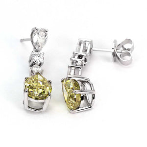Ready Made | Dawn 3 Carat Intense Yellow Moissanite Earrings in 18K White Gold - LeCaine Gems