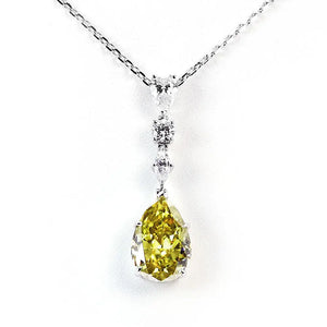 Ready Made | Dawn 5 Carat Intense Yellow Moissanite Pendant in 18K White Gold - LeCaine Gems