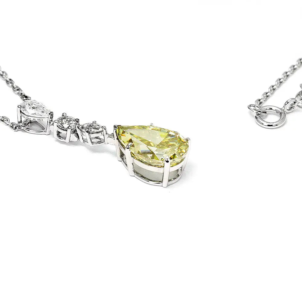 Ready Made | Dawn 5 Carat Intense Yellow Moissanite Pendant in 18K White Gold - LeCaine Gems