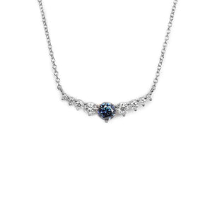 Ready Made | Emery Blue Kylie Necklace with Moissanite and Lab Grown Diamonds in 18K White Gold - LeCaine Gems