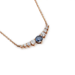 Ready Made | Emery Blue Kylie Necklace with Moissanite and Lab Grown Diamonds in 18K Rose Gold - LeCaine Gems