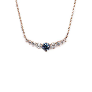 Ready Made | Emery Blue Kylie Necklace with Moissanite and Lab Grown Diamonds in 18K Rose Gold - LeCaine Gems