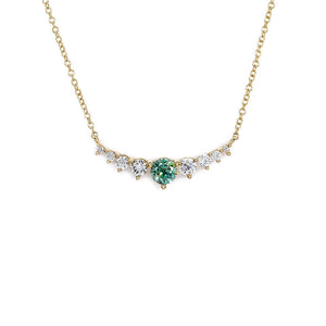Ready Made | Emery Green Kylie Necklace with Moissanite and Lab Grown Diamonds in 18K Yellow Gold - LeCaine Gems