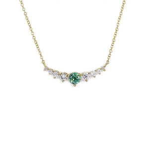 Ready Made | Emery Green Kylie Necklace with Moissanite and Lab Grown Diamonds in 18K Yellow Gold - LeCaine Gems