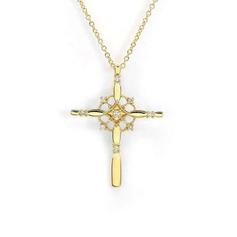 Guiding Star Cross Pendant with Lab Grown Diamonds in 18K Gold