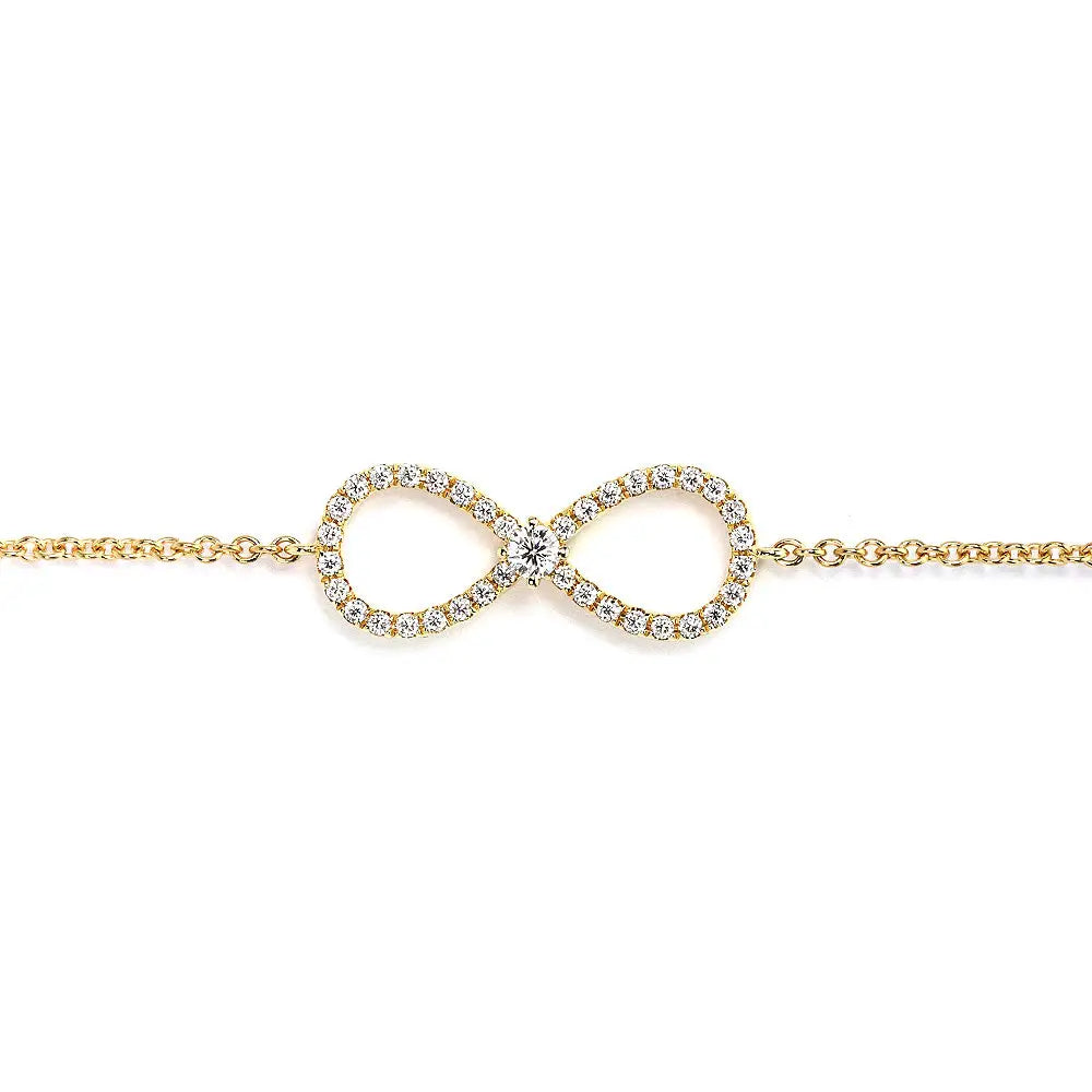 Ready Made | Ivanna Infinity Shaped Moissanite Bracelet in 18K Yellow Gold - LeCaine Gems