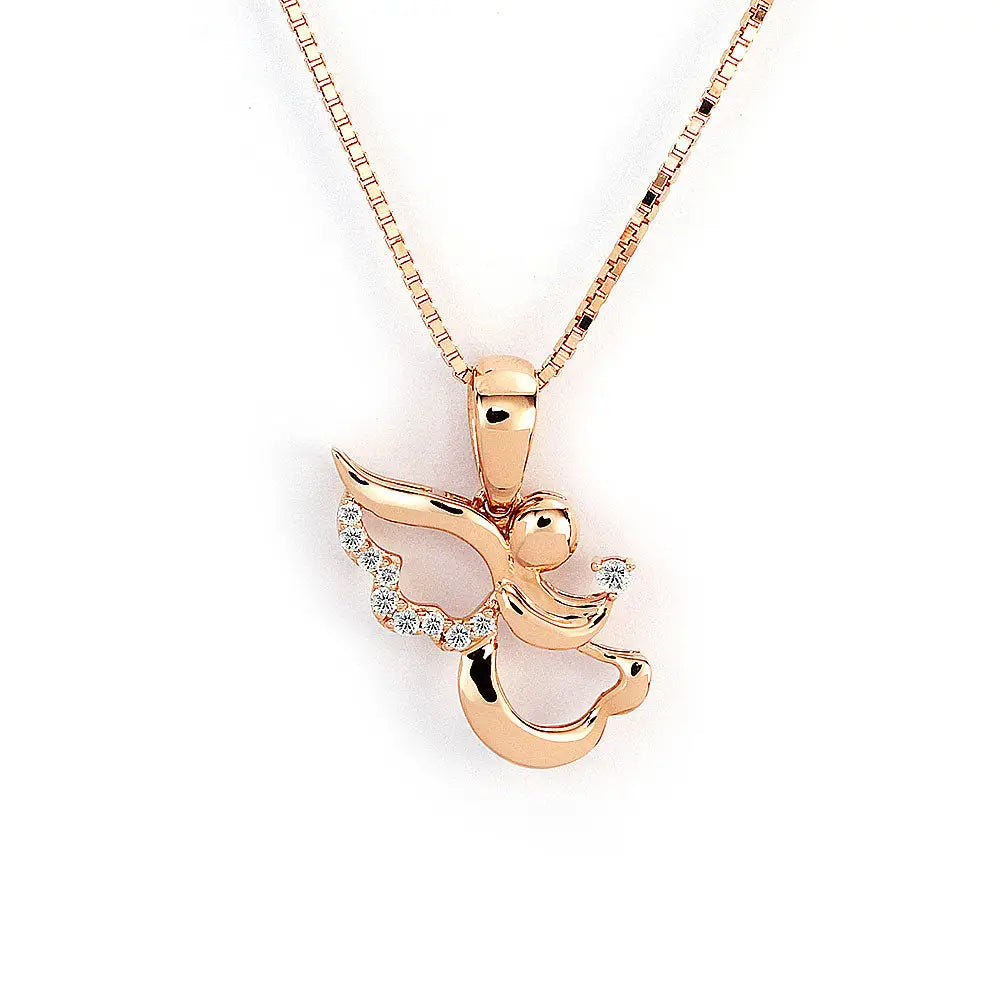 Ready Made | Messenger Angel Pendant with Lab Grown Diamonds in 18K Rose Gold