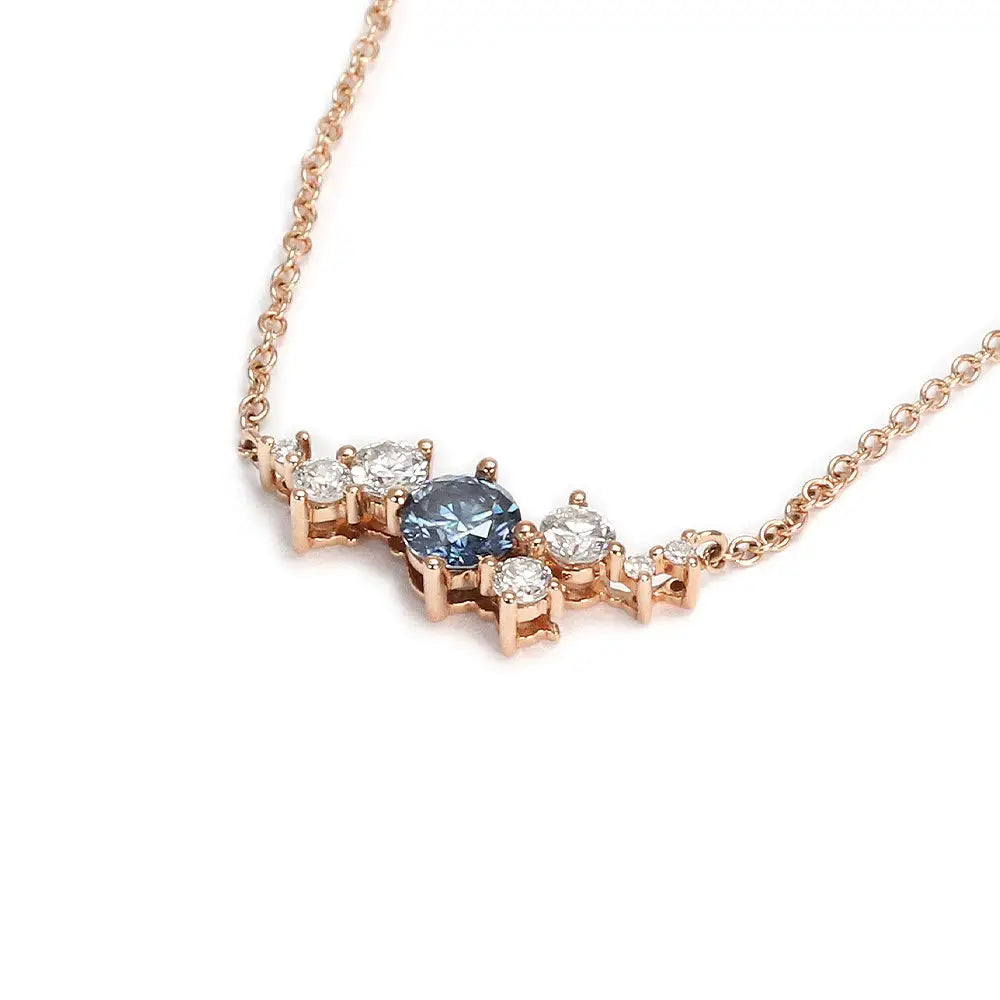 Ready Made | Nicolette Kylie Necklace with Lab Grown Diamonds in 18K Rose Gold - LeCaine Gems