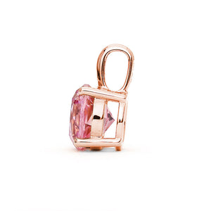 Ready Made | Phoebe Round Pink Lab Grown Sapphire Pendant in 18K Rose Gold - LeCaine Gems