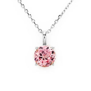 Ready Made | Phoebe Round Pink Lab Grown Sapphire Pendant in 18K White Gold - LeCaine Gems