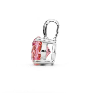 Ready Made | Phoebe Round Pink Lab Grown Sapphire Pendant in 18K White Gold - LeCaine Gems