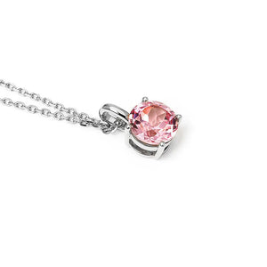 Ready Made | Phoebe Round Pink Lab Grown Sapphire Pendant in 18K White Gold - LeCaine Gems