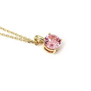 Ready Made | Phoebe Round Pink Lab Grown Sapphire Pendant in 18K Yellow Gold - LeCaine Gems