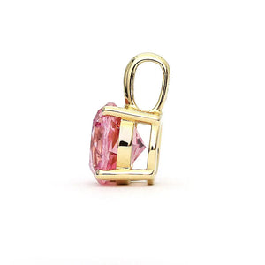 Ready Made | Phoebe Round Pink Lab Grown Sapphire Pendant in 18K Yellow Gold - LeCaine Gems