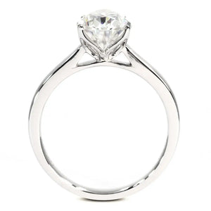 Ready Made | Rhea Pear 1.5 Carat Moissanite in Petal Setting Solitaire Ring in 18K White Gold - LeCaine Gems