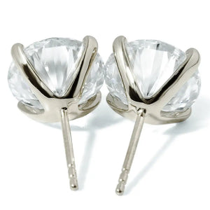 Ready Made | Saki 0.5 Carat Round Moissanite Solitaire in 4 Prong Setting Stud Earrings in 14K White Gold - LeCaine Gems