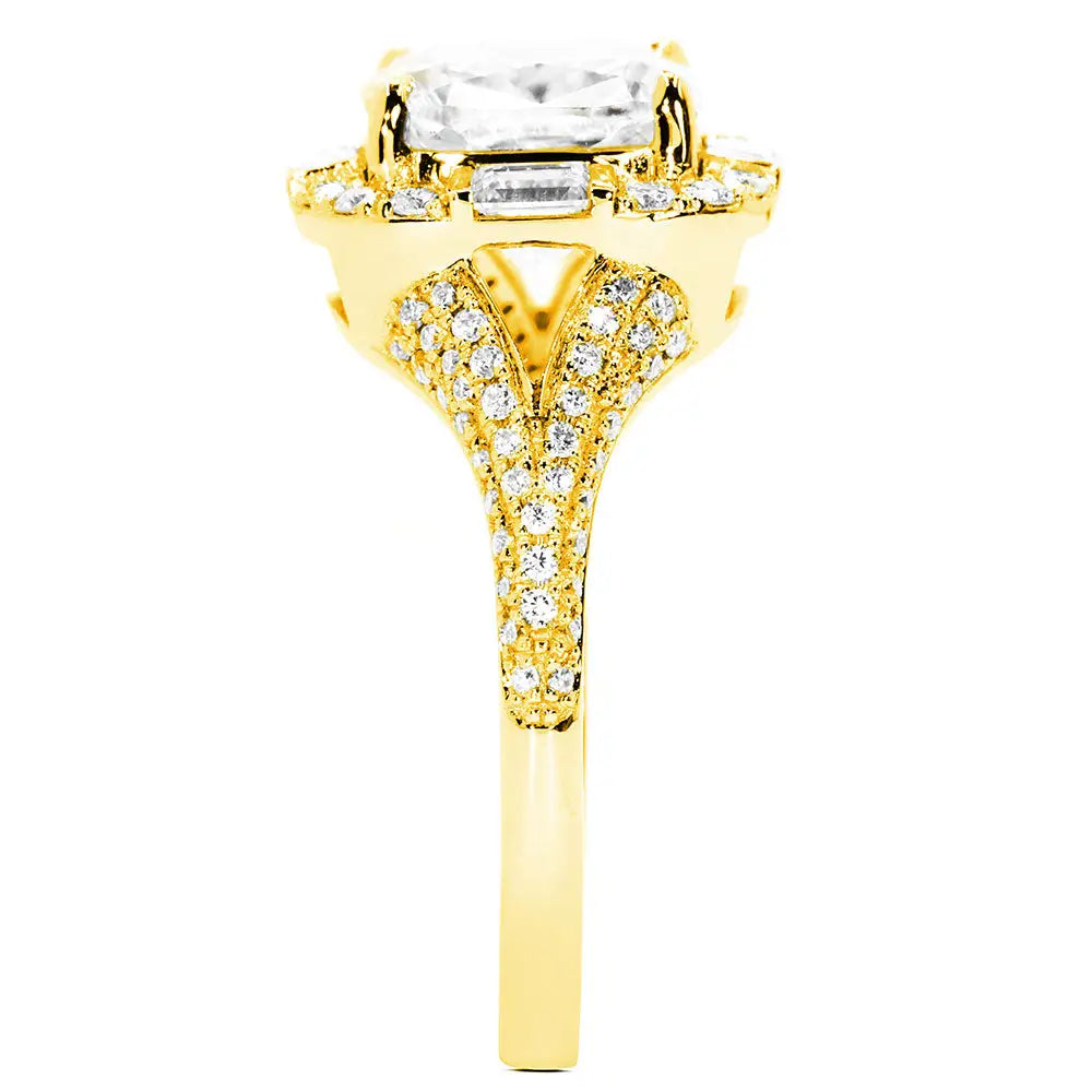 Renee Cushion Moissanite with Halo Ring in 18K gold - LeCaine Gems