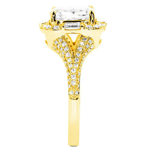 Renee Cushion Moissanite with Halo Ring in 18K gold - LeCaine Gems