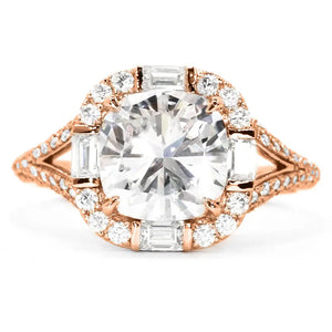 Renee Cushion Moissanite with Halo Ring in 18K gold - LeCaine Gems