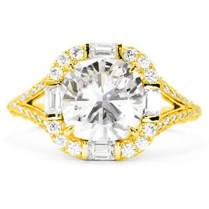 Renee Cushion Moissanite with Halo Ring in 18K gold - LeCaine Gems