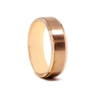 Reuben Satin Brushed with High Gloss Edge and Accented Matching Wedding Rings in 18K gold - LeCaine Gems