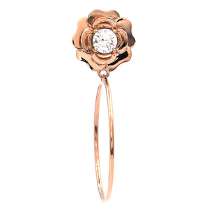 Rosalind Round Moissanite Rose Design Hoop Earrings in 18K Gold - LeCaine Gems