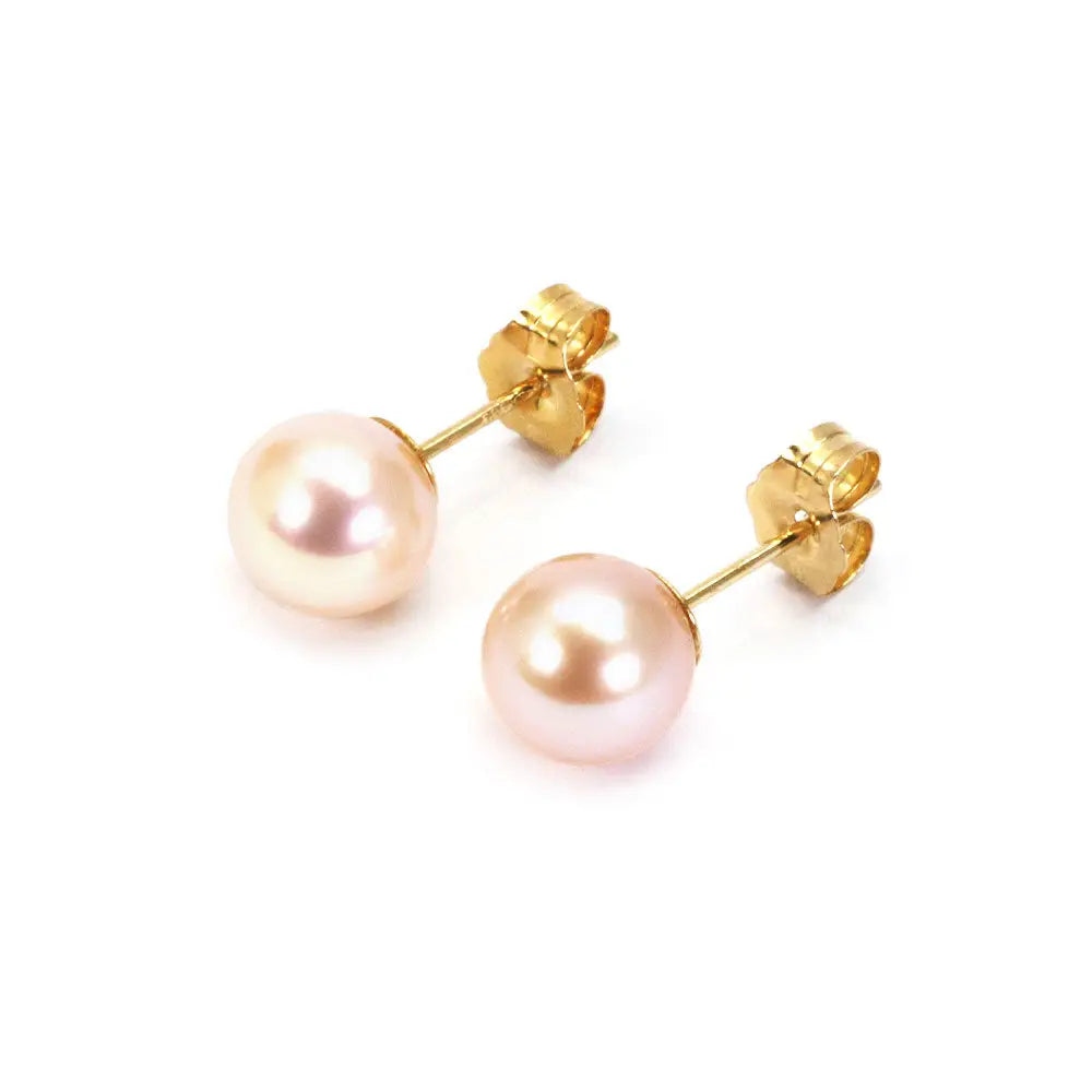 Rose Freshwater Pearl Stud Earrings | 7 x 7.5mm - Earrings