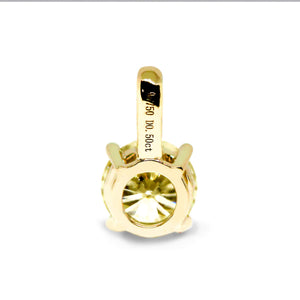Round Canary Yellow Moissanite Solitaire in Basket Setting Pendant in 18K gold - LeCaine Gems