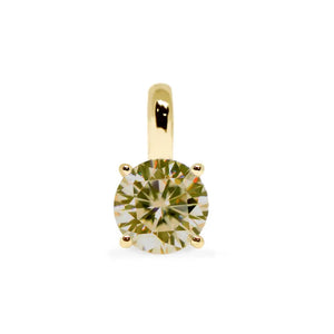 Round Canary Yellow Moissanite Solitaire in Basket Setting Pendant in 18K gold - LeCaine Gems