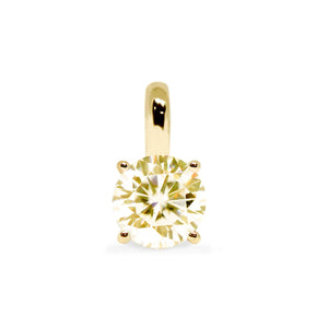 Round Daffodil Yellow Moissanite Solitaire in Basket Setting Pendant in 18K gold - LeCaine Gems